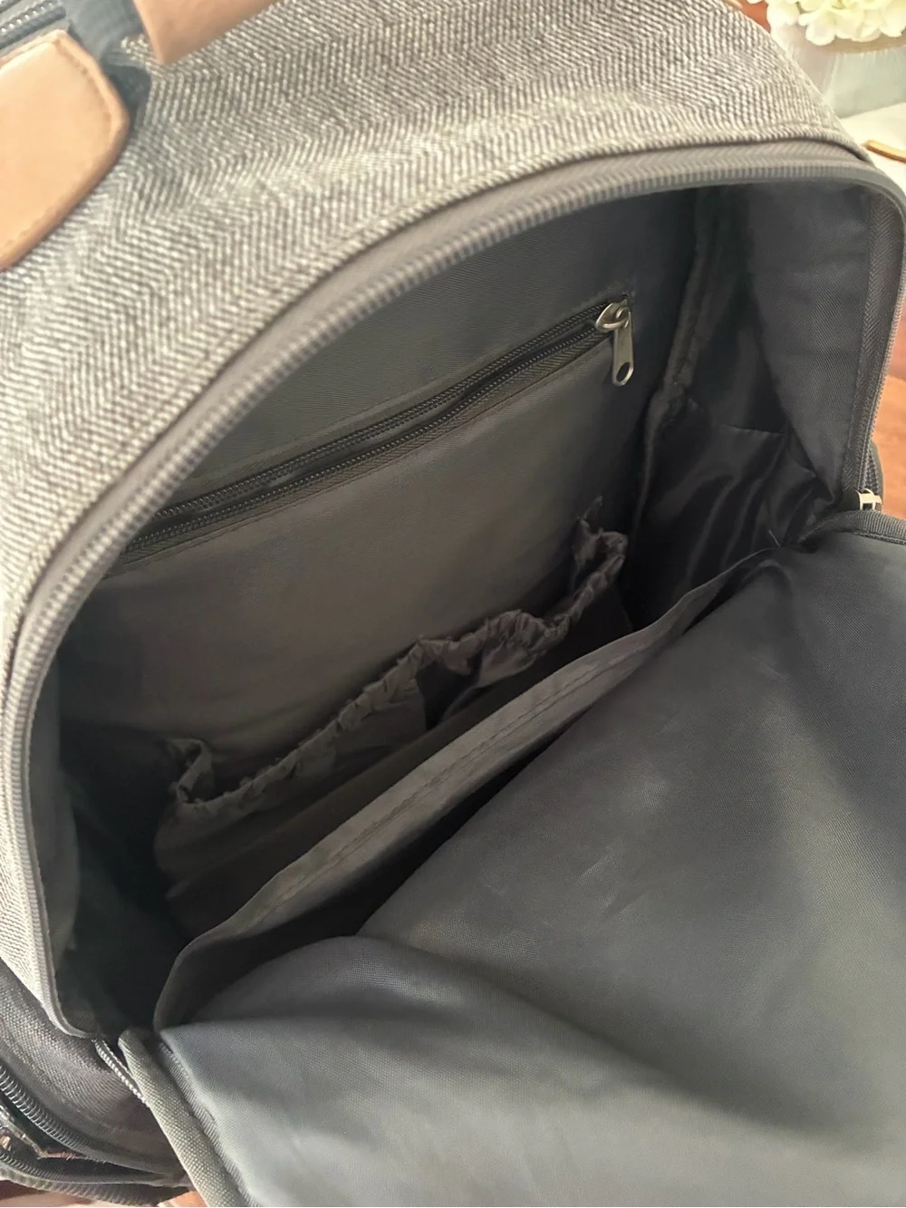 Eddie Bauer Gray and Tan Diaper Backpack